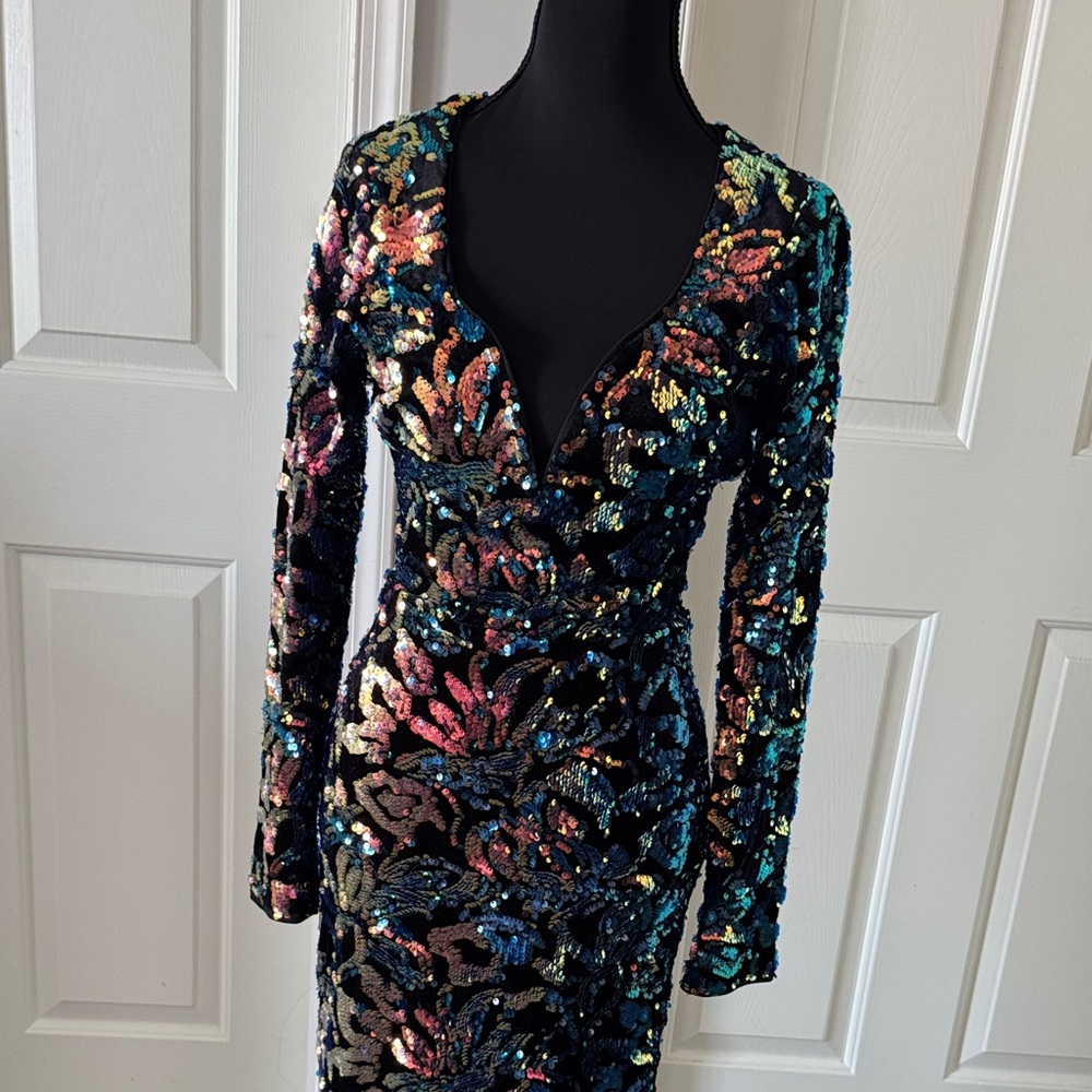 Fashion Nova Vibrant Sequin Long Sleeve Dress - Picture 2 of 7